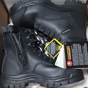 Olivers Black Tactical Boots with Side Zipper and Rugged Sole